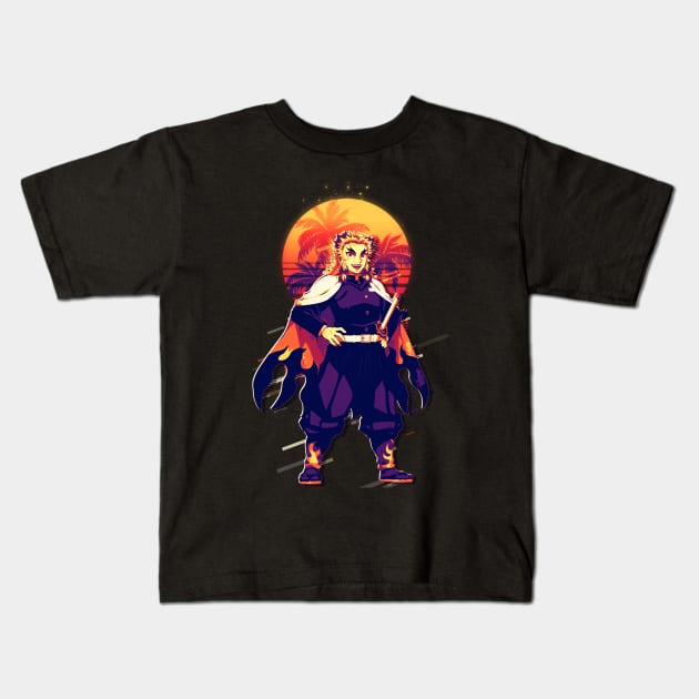 Kyojuro Rengoku Demon Slayer Kids T-Shirt by SiksisArt